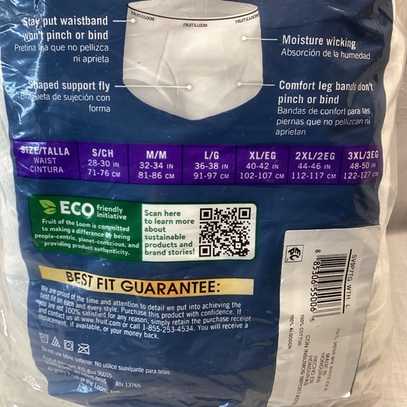 FRUIT OF THE LOOM MENS’ TAG-FREE BRIEFS 9 PACK 100% COTTON SIZE: LARGE - Picture 8 of 9